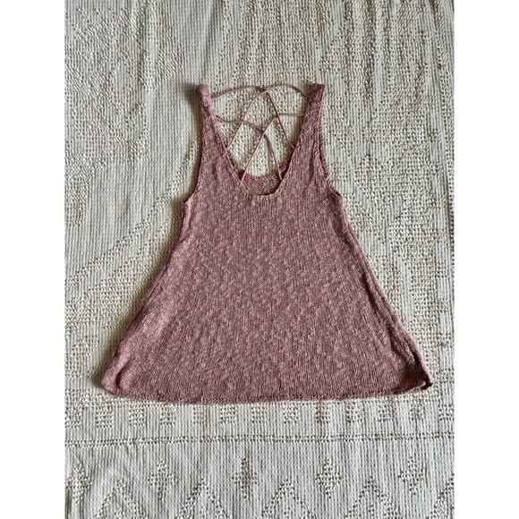 AMERICAN EAGLE OUTFITTERS Rose Pink Nubby Knit Strappy Back Tank Size Medium - Picture 8 of 12